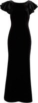 Thumbnail for your product : Eliza J Satin Sleeve Velvet Trumpet Gown
