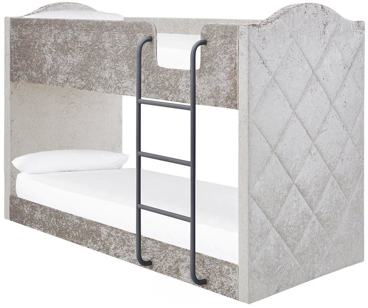 Mandarin Fabric Bunk Bed with Mattress Options (Buy and SAVE!) Grey