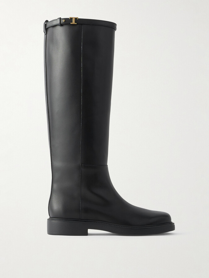 Tod's Gomma Embellished Leather Knee Boots - Black