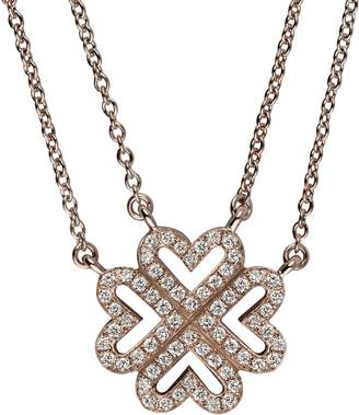 Vanessa Tugendhaft TA6-Idylle-405mm-Love Trfle Ajour-2chainettes on Diamond Rose Gold Necklace-Adjustable 40and 39.5cm