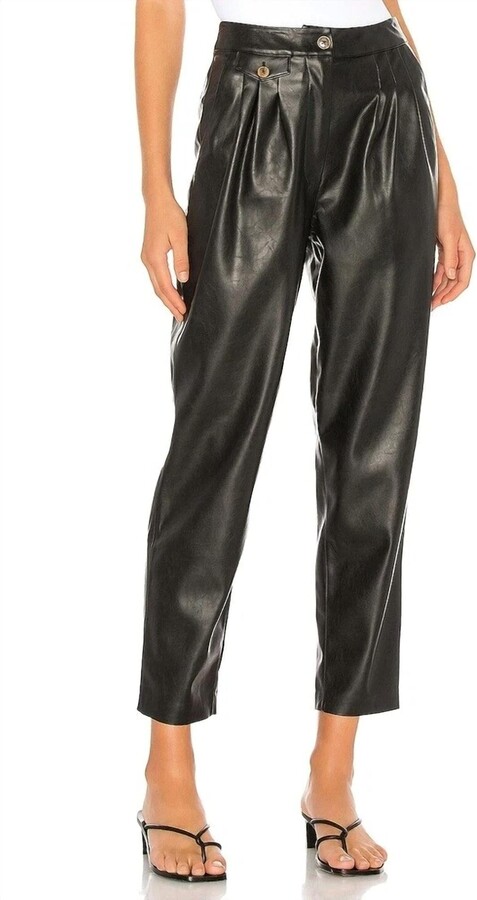 Blank NYC Vegan Leather Pleated Carrot Leg Pants In Film Noir