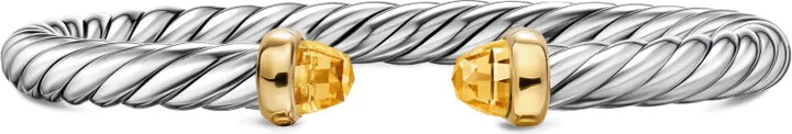 David Yurman sterling silver/14K yellow gold Cable Flex® citrine bracelet