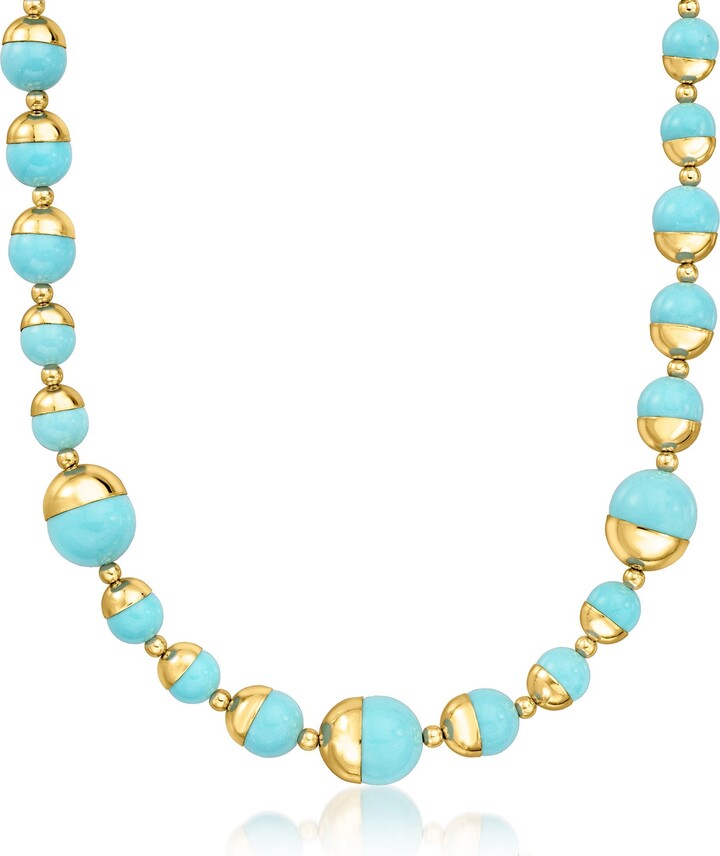 Ross-Simons Italian 14kt Yellow Gold-Plated Necklace With Simulated Blue Gemstones