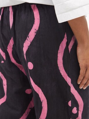 Post-Imperial Ikeja Wave-print Cotton Trousers - Black