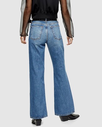Topshop Women's Blue Wide leg - High Waist Wide Leg Jeans - Size W26/L32 at The Iconic