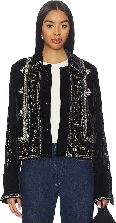 Free People Maxxie Embellished Velvet Jacket