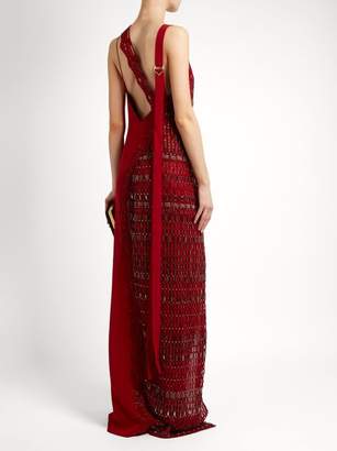 Versace Asymmetric Crystal Embellished Silk Gown - Womens - Red