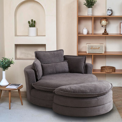 Hokku Designs Glenorie 52'' Wide Swivel Barrel Chair