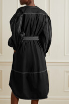 Thumbnail for your product : Ulla Johnson Maia Belted Topstitched Cotton-poplin Midi Dress - Black
