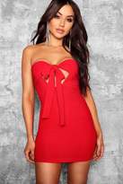 Thumbnail for your product : boohoo Sweetheart Bandeau Tie Front Bodycon Dress