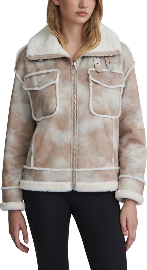 NVLT Faux Fur Trim Faux Suede Biker Jacket
