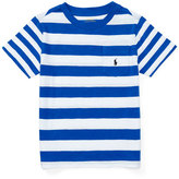 Thumbnail for your product : Ralph Lauren Childrenswear Striped Cotton Slub Jersey Tee, Pure White/Blue, Size 2-4