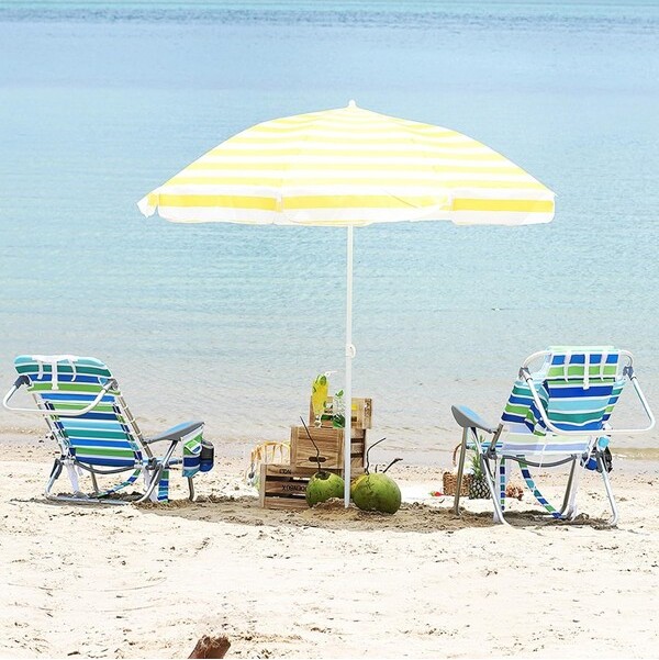 coucheta HighBackpackBeachChairforAdult2PCSPortableFoldingChairw/5PositionsBackpackStrapsPhonePocketCupHolderCoolerPouch&TowelBar