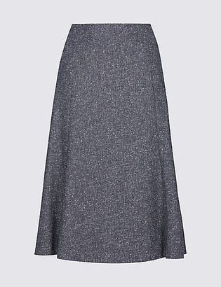 Classic Textured A-Line Midi Skirt