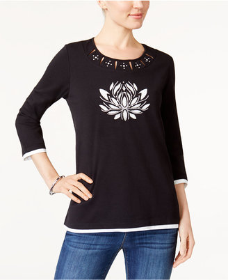 Alfred Dunner Easy Going Embellished Layered-Look Top