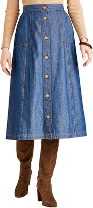 Chums | Ladies | Denim Button Through Cotton Long Skirt | Denim