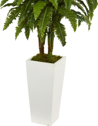 Nearly Natural Marginatum Artificial Plant in White Tower Vase