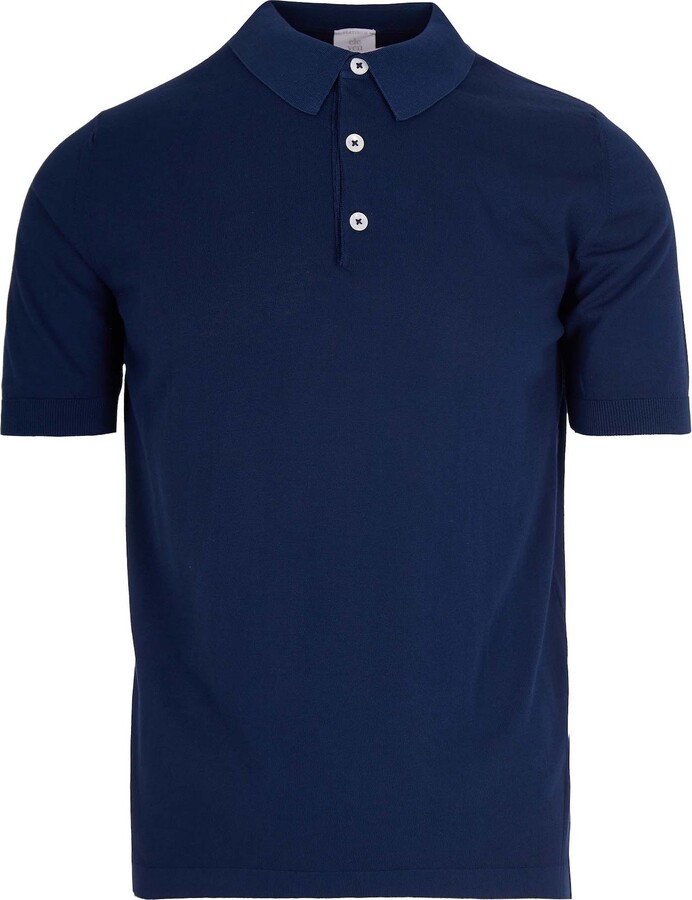 Eleventy Navy Blue Cotton Polo Shirt