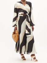 Thumbnail for your product : Raquel Diniz Kami Cotton-blend Cropped Wrap Top - Black Multi