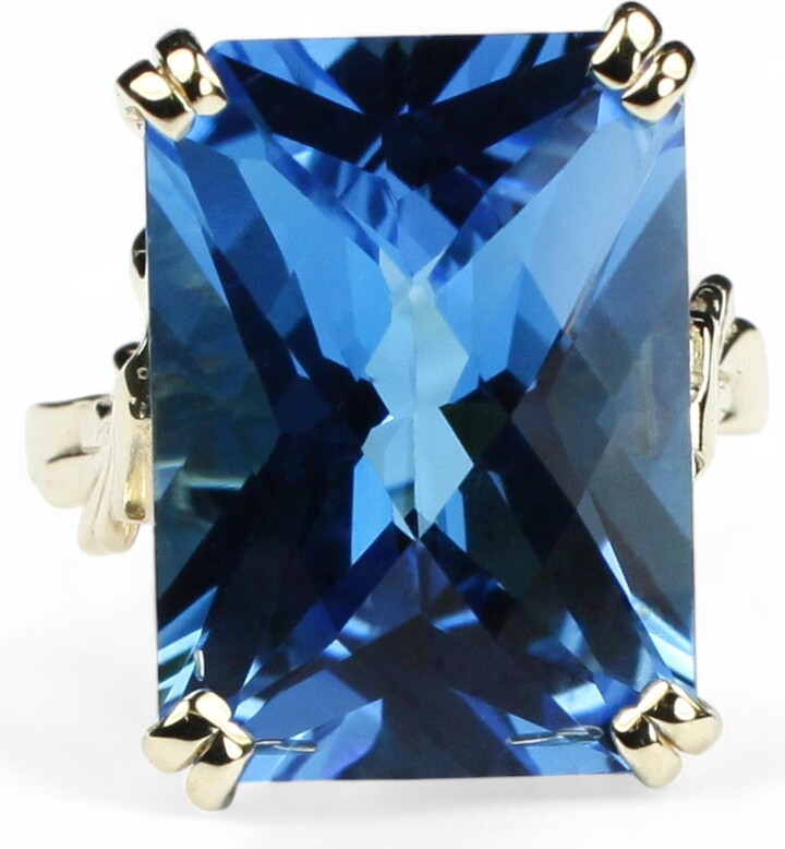 Etsy Swiss Blue Topaz, 18Ky Gold Ring R039