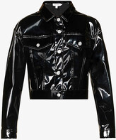 Boxy-fit patent faux-leather jacket 