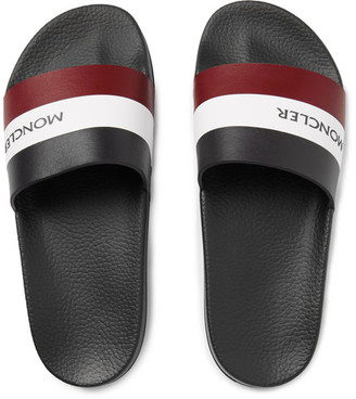 Moncler Basile Striped Leather And Rubber Slides