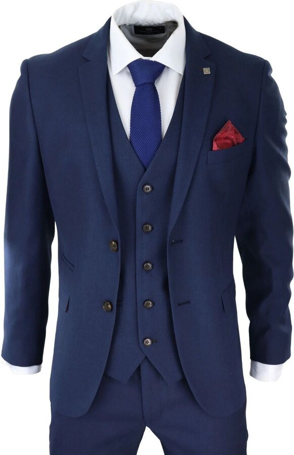 Oliver Tweed Mens 3 Piece Navy Blue Classic Retro Suit