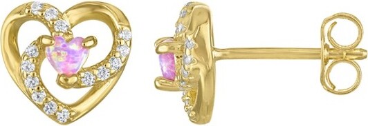 Junior Jewels JuniorJewels14KGoldOverSterlingSilverCreatedOpalStudEarrings
