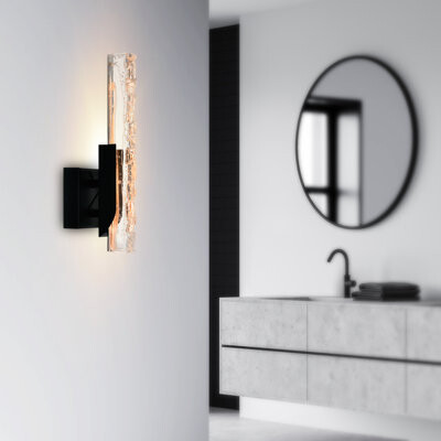 CWI Lighting Integrated LED 5" Modern Wall Light with Handmade Textured Glass for Living Room Hallways Entryway Bedroom