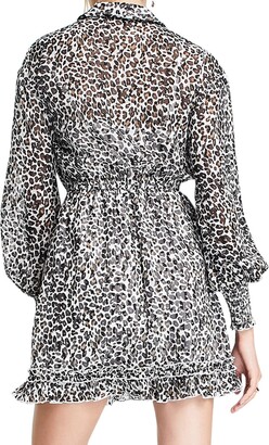 ASOS DESIGN Leopard Print Ruffle Long Sleeve Minidress