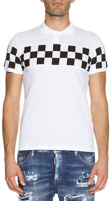 DSQUARED2 Checkered Polo Shirt, White