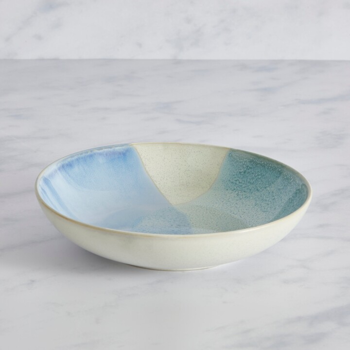 Dunelm Lagoon 3 Dip Reactive Blue Stoneware Pasta Bowl Blue/White