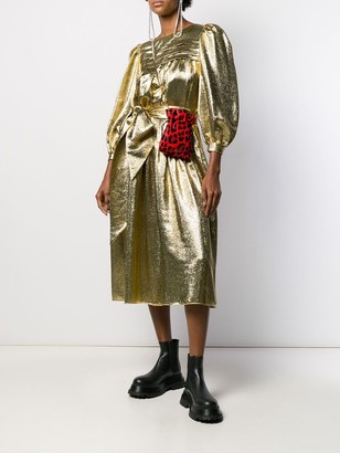 Marc Jacobs Metallized Puff-Sleeves Dress