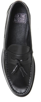 Ask the Missus Bonjourno Tassle Loafers Black Leather Black Sole