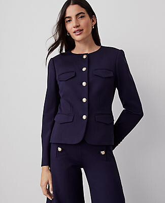 Ann Taylor Petite Ponte Crew Neck Jacket