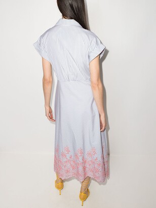 Silvia Tcherassi White Rigone Striped Embroidered Midi Dress