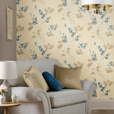 Laura Ashley Mari Mineral Green Removable Wallpaper