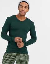 Thumbnail for your product : ASOS Design DESIGN long sleeve muscle fit t-shirt with v neck in green