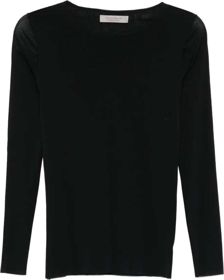 D-Exterior Mesh-Insert Long-Sleeve Top
