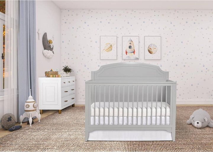 Dream On Me JPMA & Greenguard Gold Certified Pebble Gray Milton 5 in. 1 Convertible Crib made with Sustainable New Zealand Pinewood