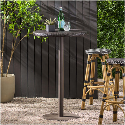 Latitude Run Durable Outdoor Round PE Rattan Bar Table Perfect For Patio And Garden Use