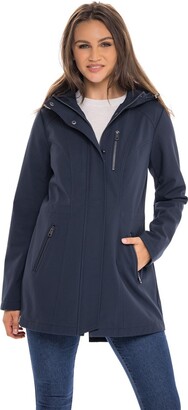 Sebby Womens Contemporary Fit Long Sleeve Rain Coat - Blue Small