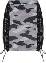 Thumbnail for your product : PrettyLittleThing Grey Camo Print Lace Up Front Mini Skirt