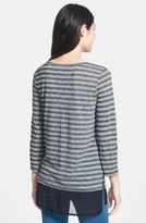 Thumbnail for your product : Caslon Layer Look Stripe Roll Sleeve Tunic (Regular & Petite)