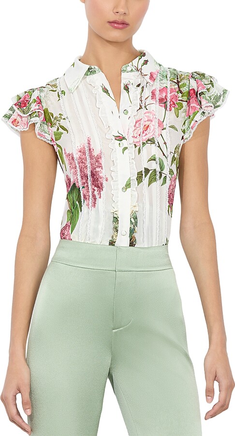 Alice + Olivia Minda Silk Ruffled Blouse