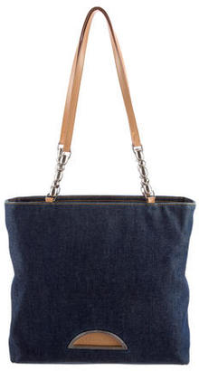 Christian Dior Leather-Trimmed Denim Tote