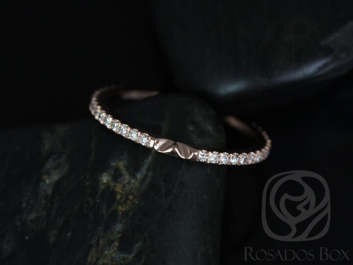 Etsy 14Kt Rose Gold Matching Band To Ann 10x7mm Diamonds Almost Eternity Ring Notched