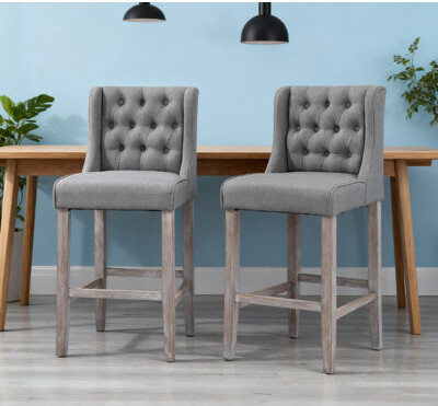 Hokku Designs Counter Height Bar Stools Tufted Wingback Armless Upholstered Dining Chair