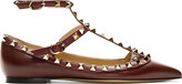 Thumbnail for your product : Valentino Plum Leather Rockstud T-strap Flats