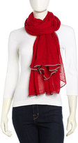 Thumbnail for your product : Michael Stars Stitched-Border Crinkled Scarf, Red/White